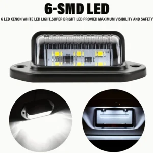 2pz luci targa 6LED bianca 12-24V camion SUV RV barche luci complementari