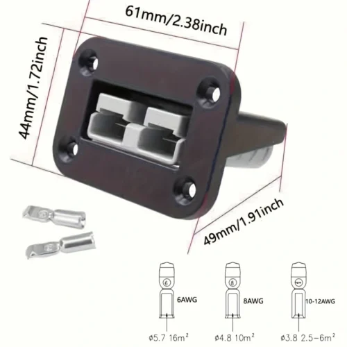 Kit connessione batteria 12V 50A 4 terminali rame argentato gomma supporto