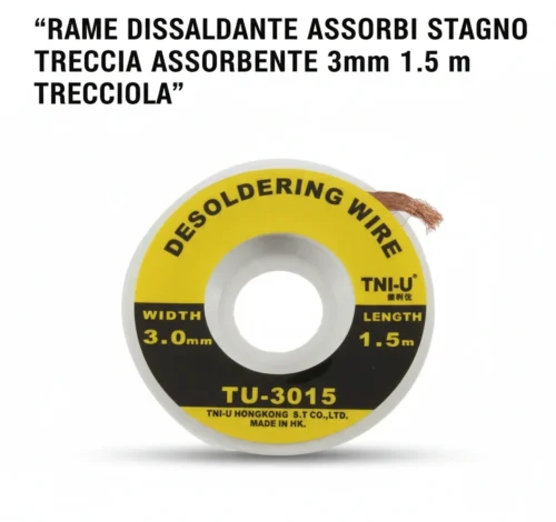 RAME DISSALDANTE ASSORBI STAGNO TRECCIA ASSORBENTE 3mm 1.5 m trecciola
