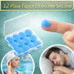 12 Paia Tappi Orecchie Silicone Riutilizzabili Antirumore Dormire Nuoto Blu
