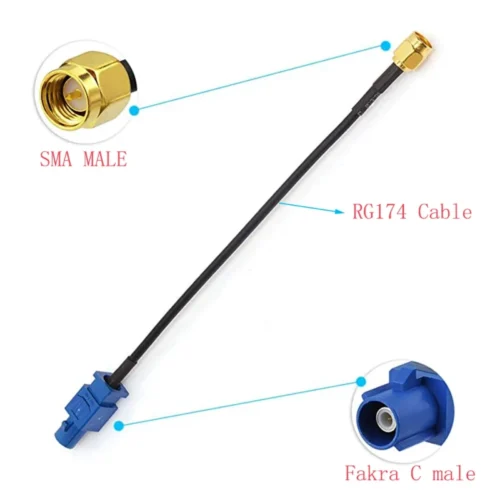 Cavo Antenna GPS SMA Maschio a Fakra C Blu 15cm per Autoradio Navigatore