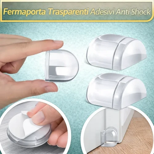 8x Fermaporta Trasparenti Adesivi Antishock per Porte Mobili Pavimenti