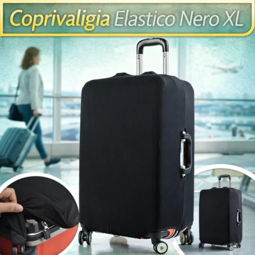 Coprivaligia Elastico Protettivo Riutilizzabile per Viaggio Nero XL