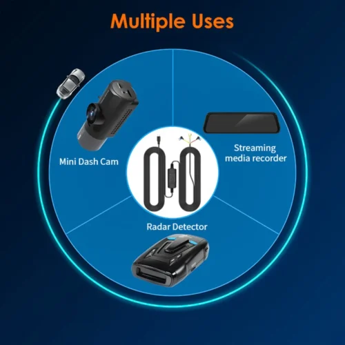 Kit Cablaggio Dashcam USB-C Hardwire 12-24V 5V 3A Monitor Parcheggio