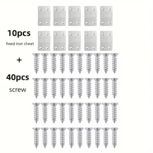 10 Piastre Angolari Piatte Acciaio Inox 38x60mm Staffe Fissaggio Mobili