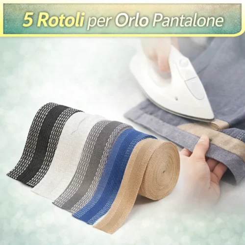 5 Rotoli Nastro Termoadesivo Orlo Pantaloni Tessuto Forte Senza Cucire