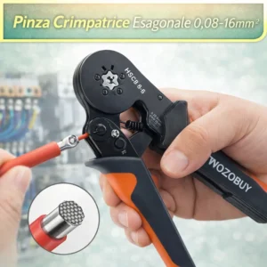 Pinza Crimpatrice Esagonale 0,08-16mm² Puntalini Kit Elettricista