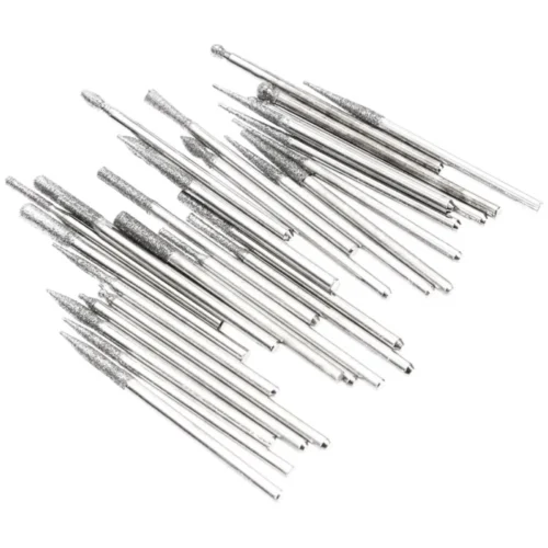 Set 30 Frese Diamantate 3mm per Dremel Incisione Lucidatura con Box