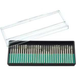 Set 30 Frese Diamantate 3mm per Dremel Incisione Lucidatura con Box