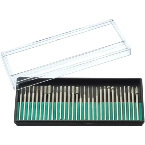 Set 30 Frese Diamantate 3mm per Dremel Incisione Lucidatura con Box