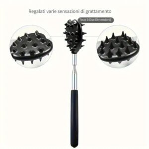 Grattaschiena massaggiatore schiena Estensibile Retraibile Manico Lungo relax - immagine 2