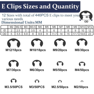 840 Pezzi Assortimento di Clip a C (M5-M16) e Clip a E (2.0mm-12mm) Anelli auto - immagine 3