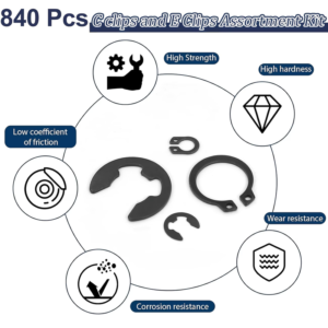840 Pezzi Assortimento di Clip a C (M5-M16) e Clip a E (2.0mm-12mm) Anelli auto - immagine 4