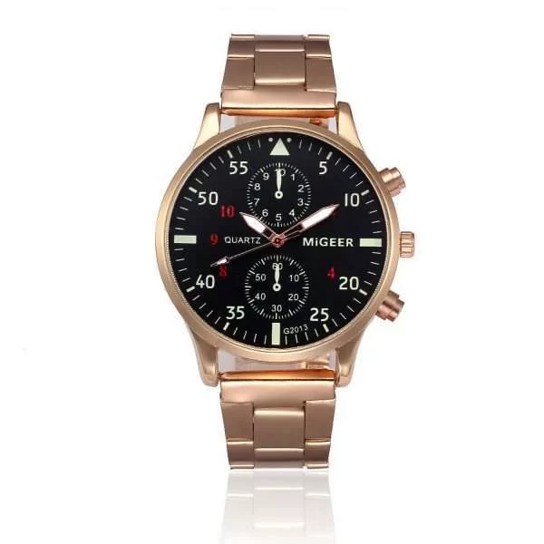 Orologio Uomo Migeer Oro Rosa Di Lusso Molto Elegante Analogico Quarzo  Acciaio