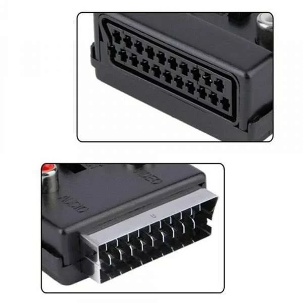Adattatore Scart Maschio/Femmina + Audio Rca S-Video S-Vhs In Out Presa Cavo Tv