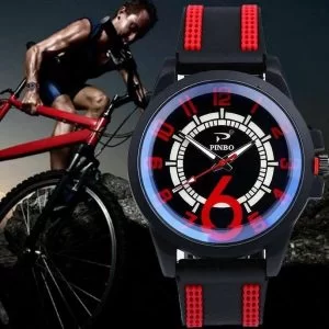 Orologio Uomo Pinbo Ciclismo Fitness Silicone Rosso Nero Bike Analogico Altaqual