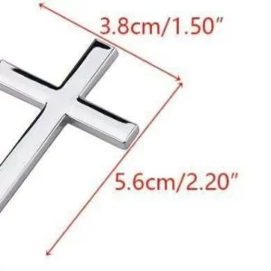 Croce Metallo Auto 3D Adesivo Sticker Posteriore Gesu Cristiani