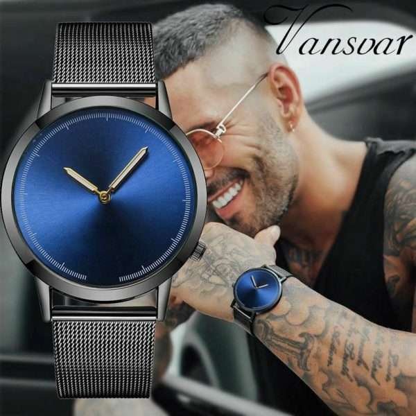 Orologio Uomo Vansvar Analogico Semplice Grigio Blue Acciaio Inox Quarz Grey