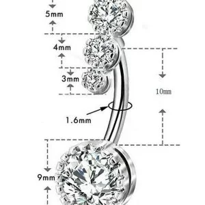 Piercing Ombelico Diamanti Donna Acciaio Chirurgico Anallergico Alta Qualita