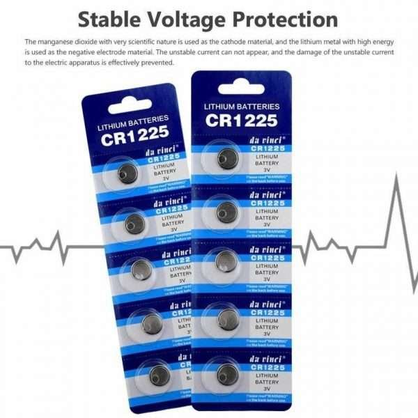 5 Batterie Pile Litio 1225 Cr1225 3V Orologi Portachiavi Smart Auto Blister