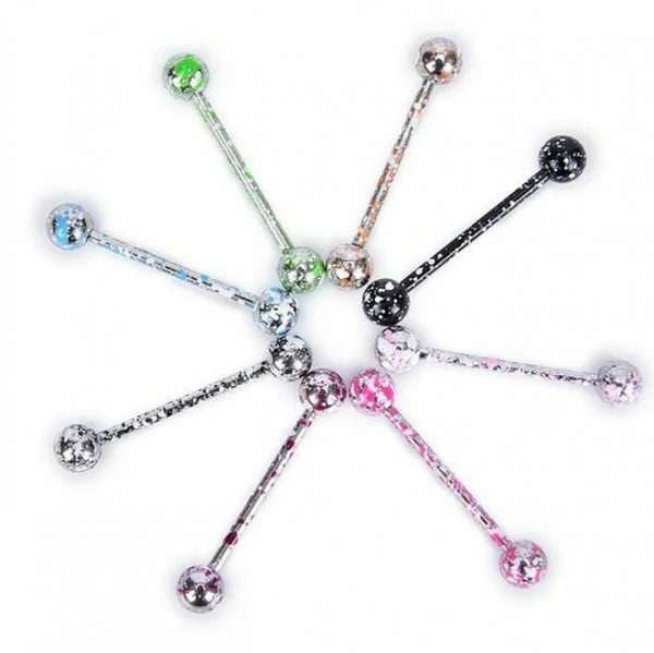 8 Pezzi Lotto Piercing Lingua Tongue Acciaio Chirurgico Bar Colori Misti