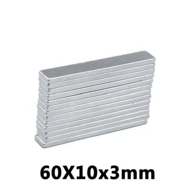 3 Pezzi Magnete Al Neodimio 60X10X3Mm 60*10*3Mm Super Potente Rettangolare