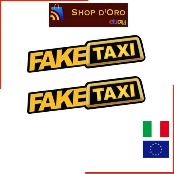 2 Pezzi Adesivi Alta Qualita Fake Taxi Faketaxi In Vinile Emblema Logo