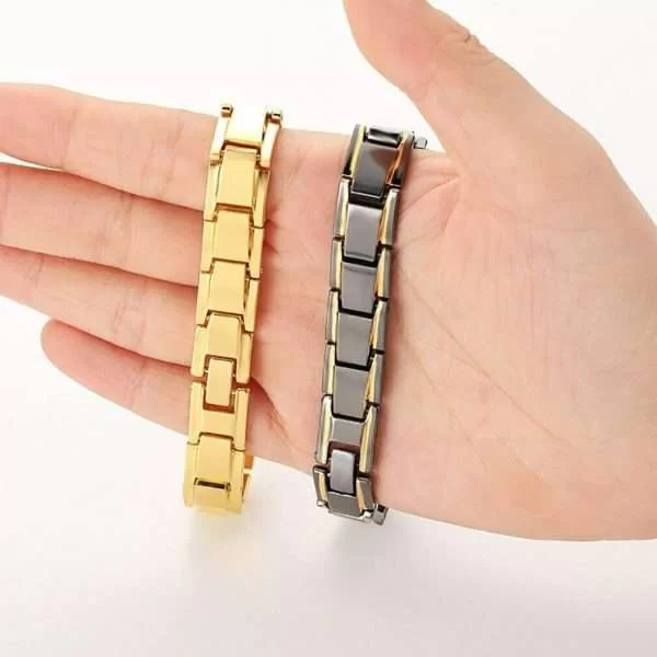 Bracciale Uomo Magnetico Titanio Super Forte Terapia Terapeutico Braccialetto