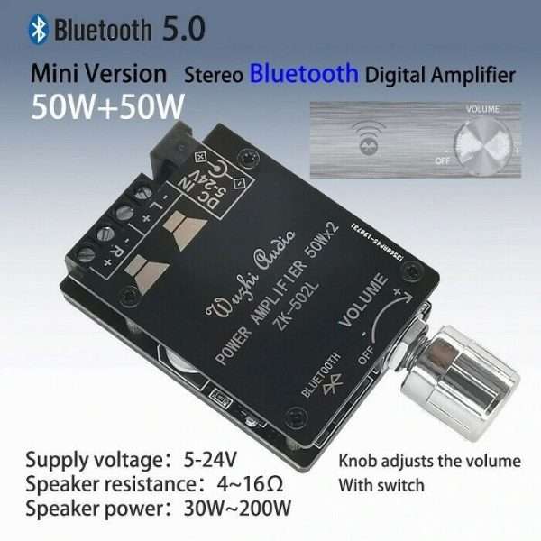 50W+50W 2Ch Amplificatore Bluetooth 5.0 Wireless Stereo Digitale 2 Canali