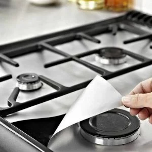 4 Pezzi Pellicola Piano Cottura Forno A Gas Cucina Argento Protezione Lavabili