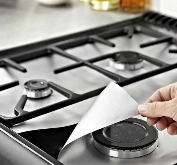 4 Pezzi Pellicola Piano Cottura Forno A Gas Cucina Argento Protezione Lavabili
