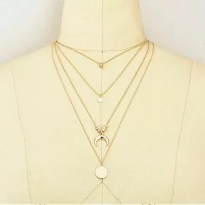 Collana Donna A Più Strati Luna Moon Stelle Cristalli Perline Pendente Idea Rega
