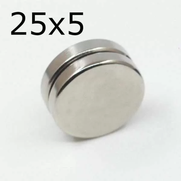 2 Pezzi Lotto Magnete Neodimio 25X5Mm Permanente Ndfeb N35 Disco Cerchio
