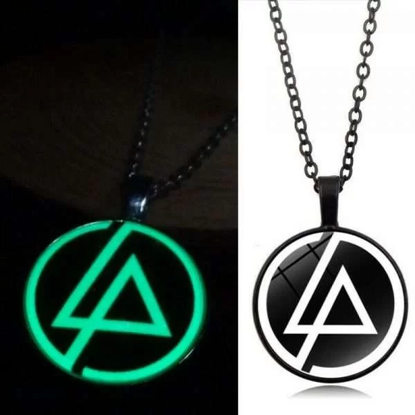 Collana Catenina Linkin Park Lp Fluorescente Glow In The Dark Metallo Rock Punk