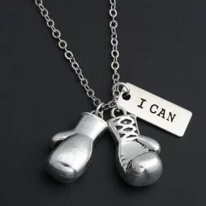 Collana Con Ciondolo Pendente Guantone Grande Ring Boxe Pugilato Acciaio Inox