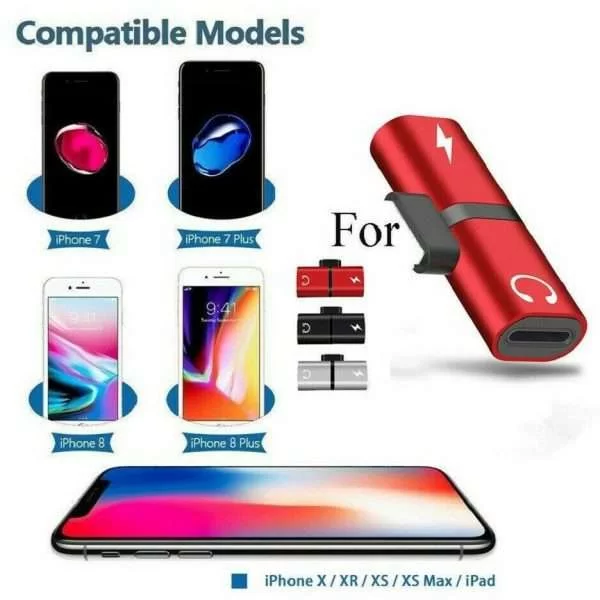 Mini Adattatore Cuffia Audio Carica 2 In 1 Per Iphone 7 8 X Xs Xr 11