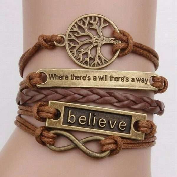 Bracciale Uomo Donna Albero Della Vita Tree Of Life Marrone Intrecciato Cuoio