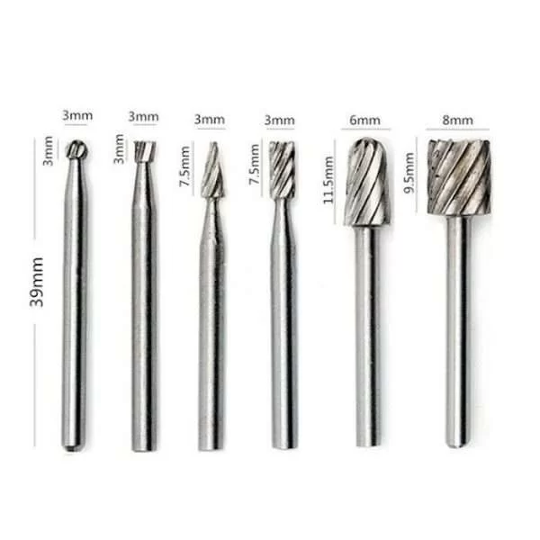 6 Pezzi Lotto Mini Punte Trapano 1/8 Per Legno Cnc Intaglio Varie Misure