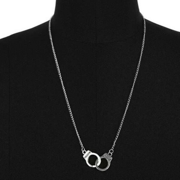 Collana Manette Pendente Handcuffs Necklace Arresto Steampunk In Metallo Unisex