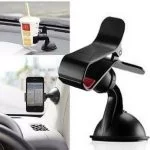 Supporto Staffa Telefono Smartphone Navigatore Gps Nero Ventosa Auto Parabrezza