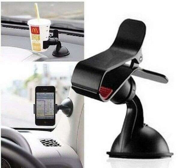 Supporto Staffa Telefono Smartphone Navigatore Gps Nero Ventosa Auto Parabrezza