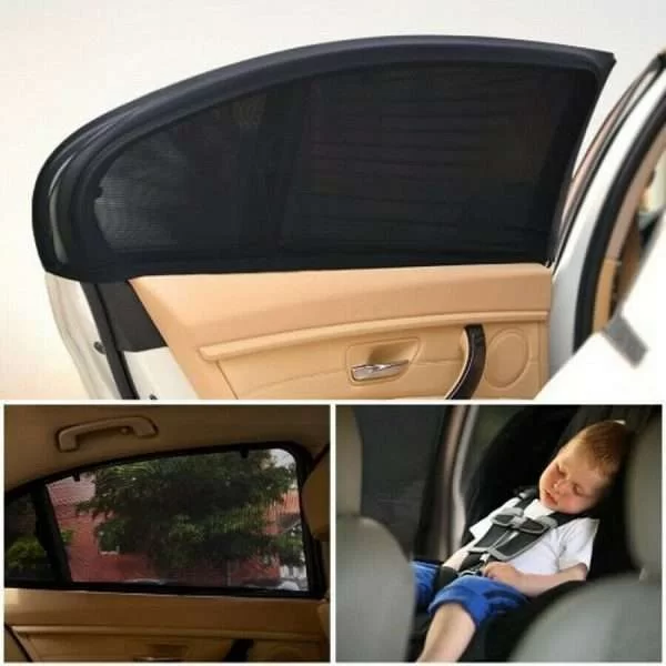 2X Tendine Parasole Auto Bambini Finestrino Laterale Elastico 54X92Cm Universale