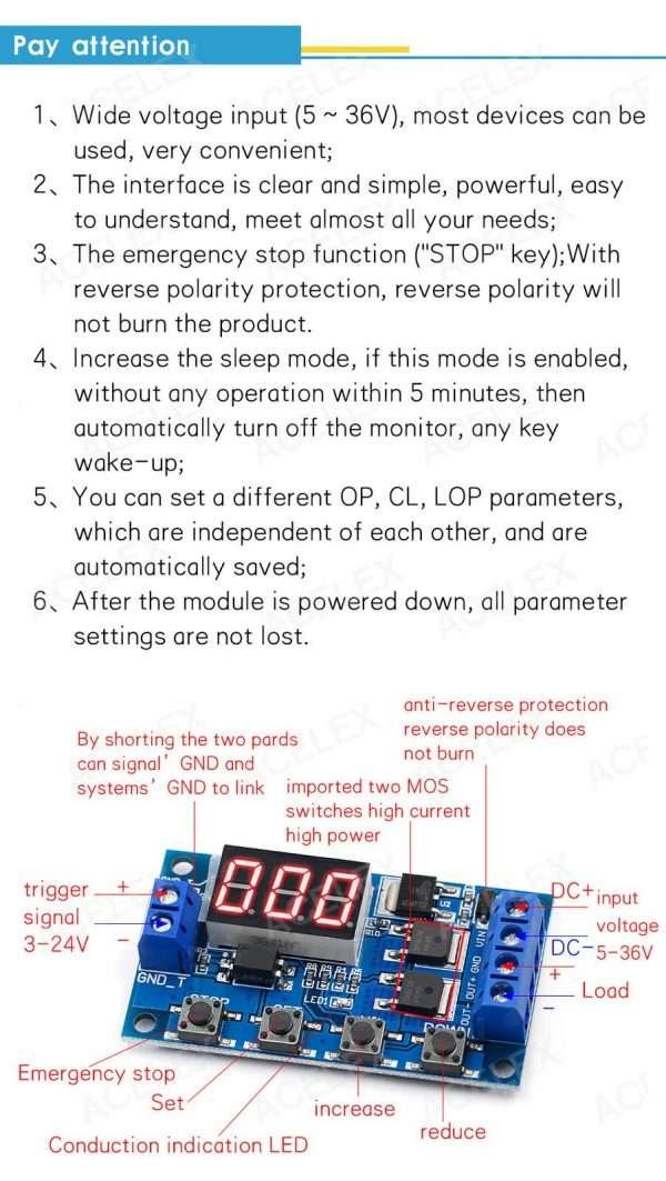 Scheda Modulo Temporizzatore Timer Multifunzione Mos 5V 12V 24V Con Display