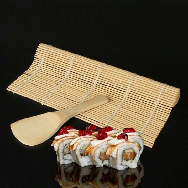 Sushi Maker Roll Tappeto Rullo In Bambù + Spatola Cucchiaio In Legno Riso Cucina