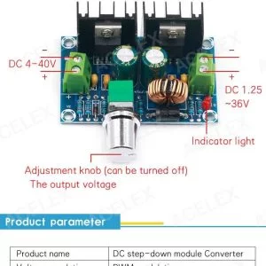 Step Down 8A 200W Convertitore Regolabile Dc-Dc Alimentatore Buck 1.25V-36V