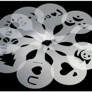 16 Pezzi Stencil Stampi Per Caffe Pads Sparci Polvere Formine Cappuccino