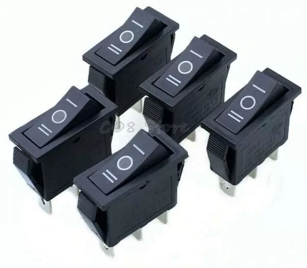 3 Pezzi Deviatore A Bilanciere Unipolare 3 Posizioni Con Tasto Nero 250V 16A