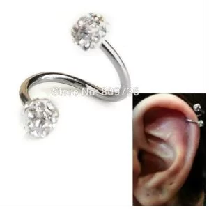Piercing Orecchio Twist Helix Acciaio Chirurgico 18G Strass Labret