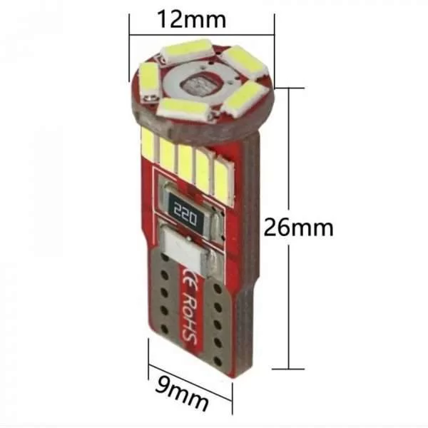 Lotto 10 Pezzi Lampade Led W5W T10 4014 15-Smd Dc 12V 6500K Per Interni Pcb