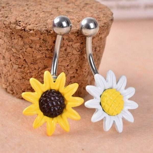 Piercing Girasole Acciaio Chirurgico Ombelico Anallergico Sunflower 10Mm